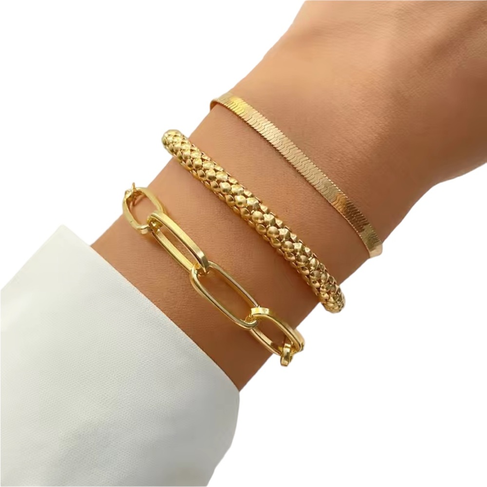 Gold Stackable Decorative Bracelet Set